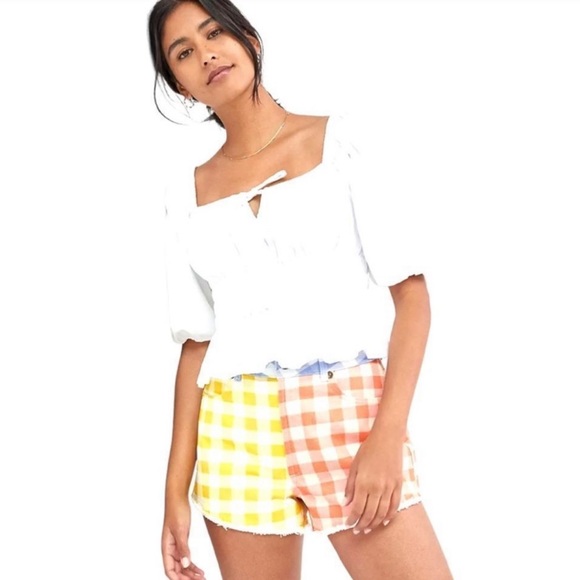 Farm Rio Gingham Denim Shorts - Picture 2 of 10